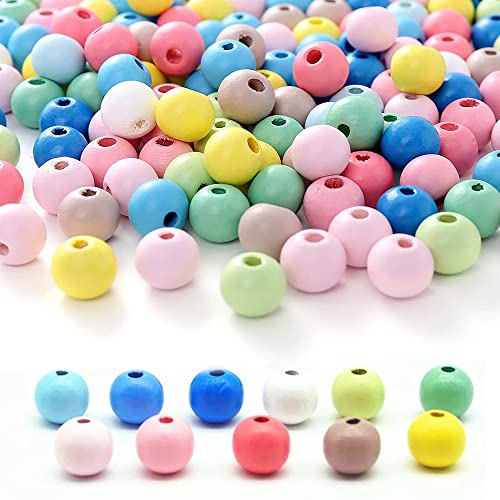 Hezhou 1000 Stück Perlen Holz Bunt 8mm holzkugeln Holz perlen bastelnperlen für DIY Schmuck Herstellung Bastelperlen Bunt Holzperlen zum Auffädeln basteln DIY geschenk Macaron