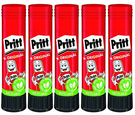 Pritt Penna, Colla sicura e Adatta ai Bambini per Arte e Artigianato, Adesivo Forte per Articoli scolastici e per Ufficio, 5X 11 g Pen, Colore Trasparente, 5 Pezzi, 9H PK411X ST