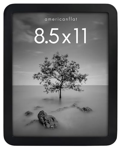 Americanflat 8.5x11 Picture Frame with Round Corner Molding - Mod Collection - Black Photo Frame with Shatter-Resistant Glass for Tabletop and Wall Display