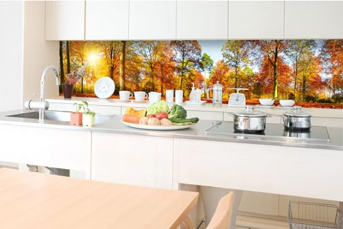 Dimex Küchenrückwand Folie Selbstklebend Bunte BÄUME 350 x 60 cm | Klebefolie - Dekofolie - Spritzschutz für Küche | Made in EU