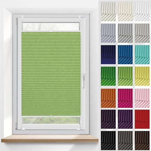 Plisseerollo Fensterrollo Faltrollo Jalousie 105 x 110 cm, Sonnenschutz Easyfix lichtdurchlässig, Jalousie Fensterrollo Easyfix, Plisseerollo Sichtschutz, für Fenster & Tür, Zart Grün