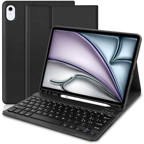 YUEJIDZ Tastiera Custodia per iPad Air 11 Pollici M3/M2 (2025/2024), Italiano QWERTY Tastiera Custodia per Air 5/4 10,9 Pollici 2022/2020,Rimovibile Bluetooth T-astiera per i-pad Air 11,10.9”