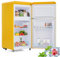 RCBDBSM Mini frigorífico, Mini frigorífico Retro con congelador, 72 litros, Compartimento frigorífico de 51 L, Compartimento congelador de 21 L, 39 dB, cajón Transparente para Verduras,Yellow
