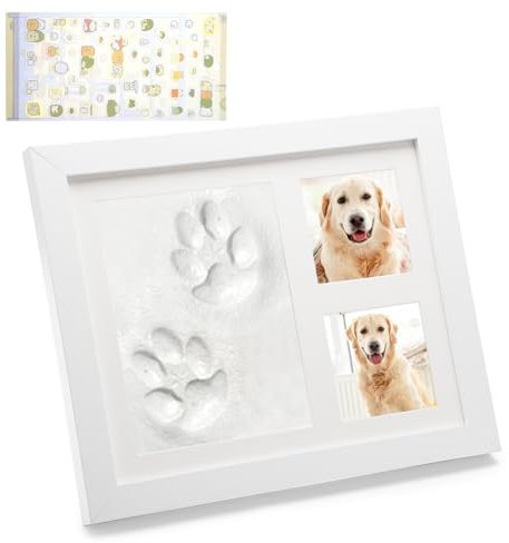 Kit di Creazione di Impronte e Impronte Cane o Gatto Memoriale Telaio Zampa Stampare Scrivania Foto Telaio Cornice Impronte Neonato Adatto per Animali Domestici Neonati e Regali