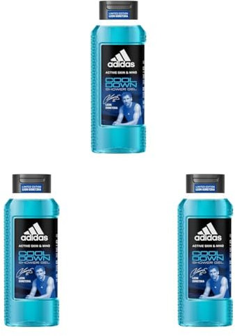 adidas Active Skin & Mind Cool Down Duschgel - Limited Edition by Leon Goretzka, kühlendes Duschgel für Herren, 250ml (Packung mit 3)