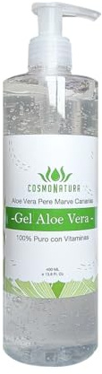Cosmonatura Gel Aloe Vera Puro 400 ml con Dosificador – Hidratante Natural para Cara, Cuerpo y Cabello – Calmante After Sun, Post-depilación y Afeitado – 99% Ingredientes Naturales