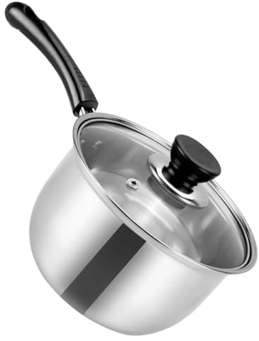 COLLBATH Olla Pequeña De Acero Inoxidable 18 Cm Con Asa Reforzada Antifugas Para Leche y Sopas, Apta Para Cocina Eléctrica y Vitrocerámica, Multifuncional Para Bebés y Uso Diario