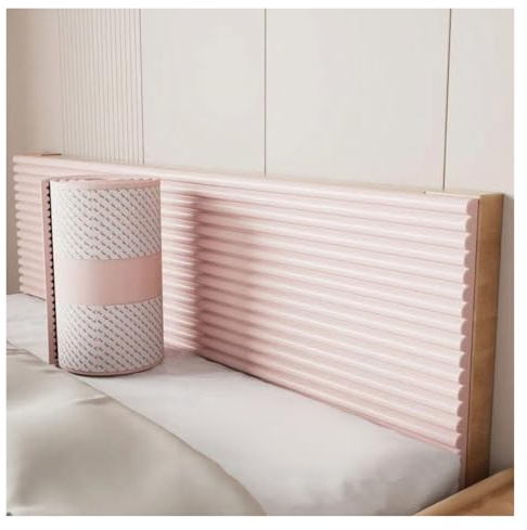 Générique Rembourrage Mural Anti-Collision 3D, Panneaux muraux rembourrés Doux Auto-adhésifs, Panneaux de tête de lit à décoller et Coller for Protections d'angle de Chambre à Coucher(Pink,L79in)