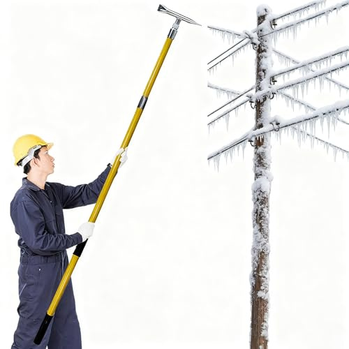 Insulated Snow & Ice Removal Shovel for Line Workers & Electricians, High-Voltage Electrical Safety Fiberglass Hot Stick & Ice Scraper, Durable & Lightweight