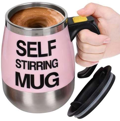 Da Caffè A Agitazione Automatica – Bicchiere A Elettrico In Metallo Spazzolato, Agitatore Liquido Attivato Dal Movimento, Contenitore Di Tenuta Del Calore Con Coperchio Sicuro, Soluzione