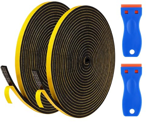 6 m de Cinta de Sellado para Placa de Cocción con Raspador Pequeño, 9 mm x 2 mm Cinta de Sellado Impermeable para Placa Vitrocerámica Cinta Espuma Adhesiva Junta Goma Ventana para Cocina y Ventana