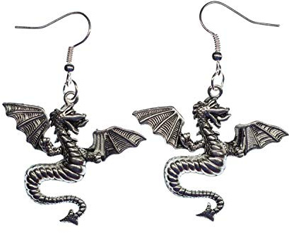 Miniblings Drakörhängen drakörhängen drake fantasi lindmask dino silver – handgjorda modesmycken I örhängen silverpläterade