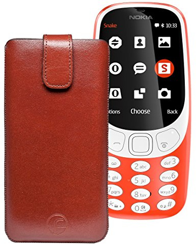 Original Favory Etui Tasche für Nokia 3310 (2017) | Leder Etui Handytasche Ledertasche Schutzhülle Case Hülle Lasche mit Rückzugfunktion* in braun