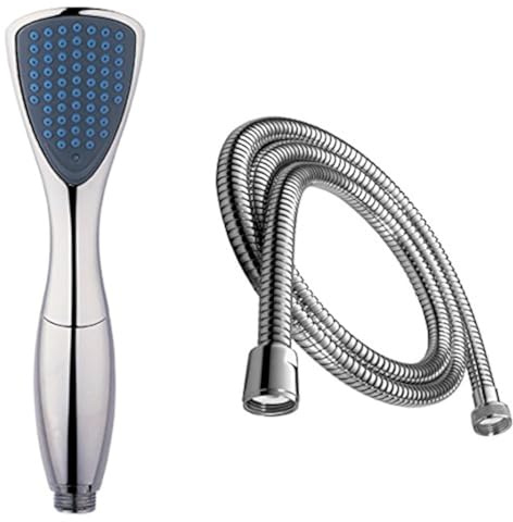 Gariella - Duschbrause Set, Handbrause, Brausekopf mit Schlauch 150 cm. Duschkopf, Dusche, Brause, Duschschlauch verchromt, silber, 1/2 Zoll Anschlüsse