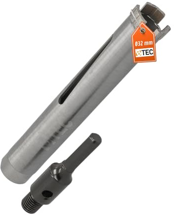 Diamant Bohrkrone Sechskant-Aufnahme Nutzlänge 180 mm Ø 32 mm Betonbohrkrone Kernbohrer