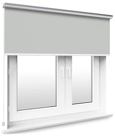 Light Grey Thermal Blackout Window Roller Blind Available in 16 Width Sizes, 70cm wide (+ 4.5cm fittings)