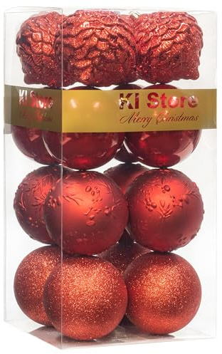 Busybee weihnachtskugeln groß 16 Stücke 10CM Ornamente für Weihnachtsbaum rot Christbaumkugeln Weihnachtsdekoration Kugeln