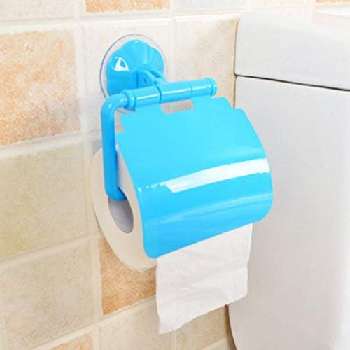 Porta rotolo di carta igienica a parete con ventosa impermeabile senza saldatura Porta asciugamani in plastica Dispenser Porta rotolo di plastica, blu