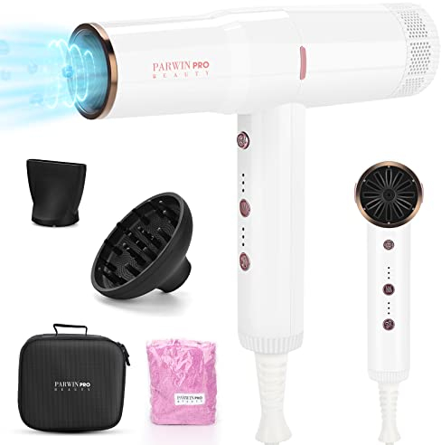 Professionell 100 Million Negativ Ionen Haartrockner, PARWIN PRO BEAUTY Föhn Fön mit einzigartigem Bürstenlosem Geräuscharm Motor, 30M/S Luftstrom für Schnelle Trocknung, Innovativer Mikrofilter(Weiß)