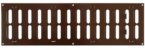Rejilla de ventilación de metal marrón, 500 mm x 150 mm, con obturador ajustable, cubierta plana rectangular moderna para conductos