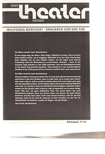Programmheft Wolfgang Borchert DRAUSSEN VOR DER TÜR Premiere 25. September 1977 Spielzeit Schauspiel 1977 / 78 Heft 3 ( draußen )