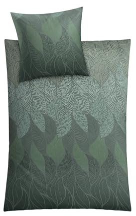 Kleine Wolke Bettwäsche Satin JAMIRO Tannengrün 155 x 220 cm und 80 x 80 cm