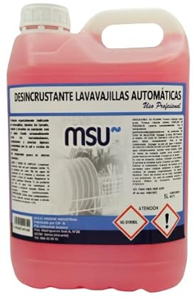 MSU - Limpiador Desincrustante para Lavavajillas Automáticas | Elimina Incrustaciones de Cal | Ideal para Túneles Lavado y Circuitos | Renueva Vajilla y Griferías | Envase 5 litros