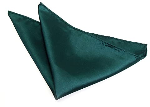Men's Pocket Square Satin Solid Colour Hanky Handkerchief - Choose Colours (Dark Green)