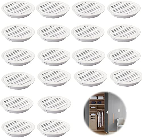 35mm Rejilla Ventilacion Blanco para Guardarropa Rejilla de ventilación de Acero Inoxidabl para Gabinete del Zapato Rejilla de Ventilación Redondo para Gabinete Orificios de Malla de Ventilación Plano