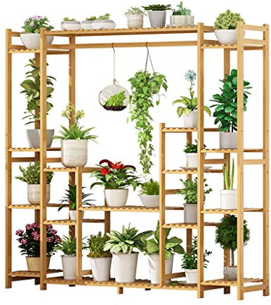FLBT 18 Tiers Blumenständer aus Holz Pflanzenständer Holztopfregal Lagerregal Outdoor Indoor Yard Dekoration Topfhalter Anzeige und Dekoration, Aufbewahrung (Color : Wood Color)