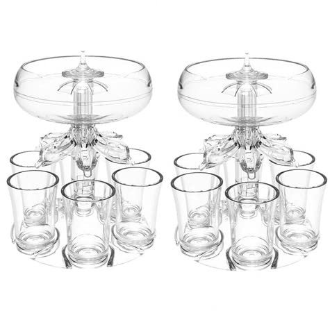 Schnapsglas-Spender und Halter für 6 Schnapsgläser, aus Acryl, mit 6 Schnapsgläsern für Flüssigkeit, Spaß beim Trinken in der Uni, Camping, Geburtstag, Zuhause, Partys, 2 Stück
