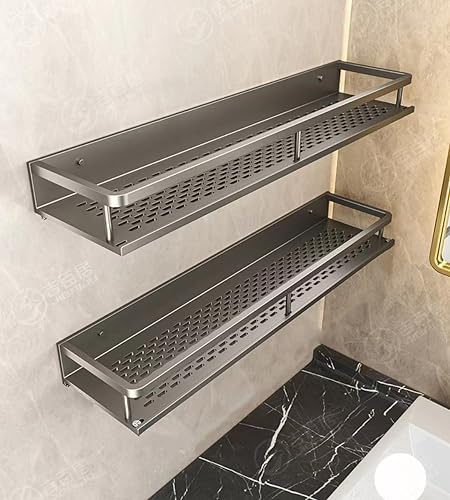 Porta Spezie per Cucina 2 Pezzi Mensola Portaspezie da Appendere,Parete,Alluminio (Grigio)