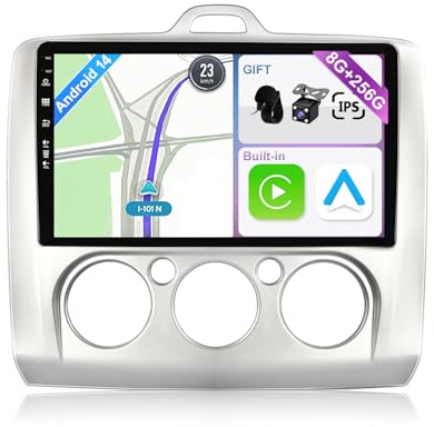 YUNTX [8GB+256GB] Android 14 Autoradio per Ford Focus(2006-2011)-[Incorporato Carplay/Android Auto/DSP/GPS]-9 Pollice IPS 2.5D Touch Screen-CAM+MIC-DAB/AHD Camera/Bluetooth 5.0/Mirror Link