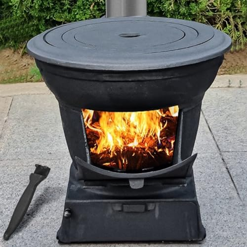 GUAWJRZDP Poêle à Bois en Fonte, Poêle à Bois Camping, Cuisine extérieure ， avec Plaque chauffante en Fonte, Combustion Efficace, Facile à Utiliser, for Camping, Tente, pêche, Voyage, abri