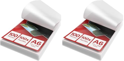 ACROPAQ Laminierfolien A6-100 mic, 100 Stück, Glaenzend, Premium Qualität, Abgerundete Ecken, Geeignet für Bastelmaterial und Beschilderungen - 18016 (Packung mit 2)