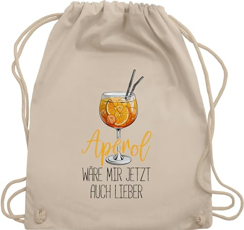 Shirtracer Turnbeutel Rucksack - Statement - Taschen - Aperol wäre mir jetzt auch lieber I Lustige Geschenke Aperol Spritz - Unisize - Naturweiß - sprüche statements cocktails juterucksäcke