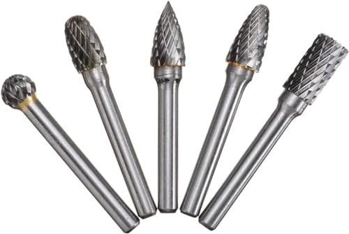 Lima de escofina de metal, juego de limas de aguja, 5 piezas de broca de carburo de vástago de 6 mm Lima de broca giratoria, utilizada for desbarbar y pulir metales, utilizada for lima robusta electro