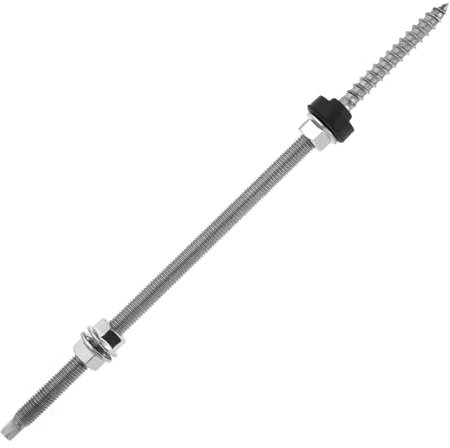 LT Easiyl Lot de 4 vis à double filetage en acier inoxydable 304 réglables en hauteur pour fixation solaire photovoltaïque sur les toits de bâtiments M10 x 300 mm