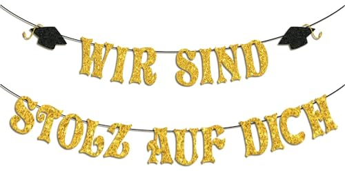 ENAIAH Abschluss Deko, Wir Sind Stolz auf Dich Girlande Banner Gratulation Girlande Prüfung Bestanden Hängende Deko, Bachelor Gratulation Bestandene Prüfung Abschlussfeier Party Deko