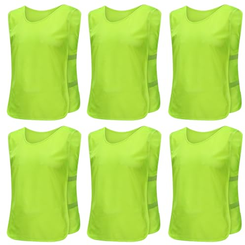Catime 6 Stück Fussball Leibchen Kinder, Fußball Trainingsweste, Leibchen Fußball, Ohne Logo, Training Leibchen Kinder Set(Grün)
