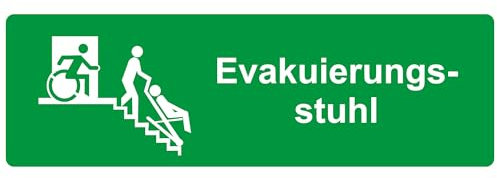 Indigos UG - Schild Evakuierungsstuhl - 148x52 - Hotel, Firma, Schutz, KITA, Arzt, Praxis - Sicherheit - Warnung - Aluverbundplatte 3mm, Wohnung - Hinweisschild - Warnschild