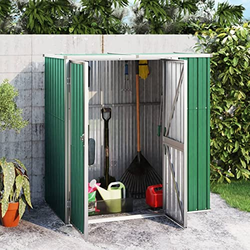Keyroto Capanno per Attrezzi da Esterno Casetta da Giardino Casetta Porta Attrezzi da Giardino in Acciaio Zincato-Verde-161 x 89 x 161 cm