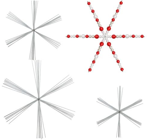 SPOKKI 36 Stück Weihnachten Schneeflocken Deko Metalldraht, 9,5/11,5/15cm Drahtsterne Rohlinge, Drahtsterne für Perlensterne Basteln für Weihnachtsdeko Schneeflocken Anhänger DIY Handwerk