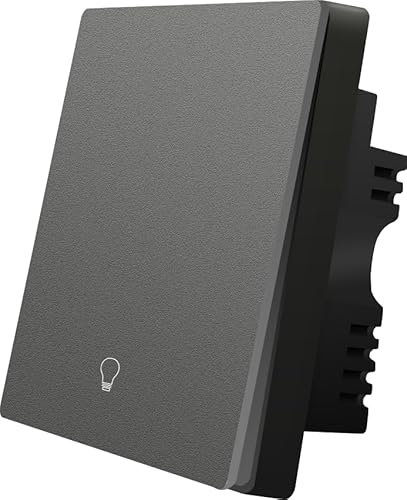 Smart Wifi Light Switch, UseeLink Push Button Smart Switch 1 Gang Compatible with Alexa and Google Home, Remote Control Timer, Neutral Wire Required,Only Support 2.4GHz WiFi (WIFI-1 gang, grey)