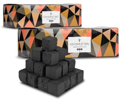 Cocobration Charbon Naturel 2 kg pour Chicha – Cubes 27 mm | Haute Performance | sans Odeur, sans Goût | Combustion Longue Durée