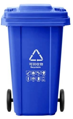 Bote De Basura con Ruedas Y Tapa, Papelera De Clasificación Selectiva De Basura, Mantener Un Ambiente Limpio E Higiénico (Blue 120L)