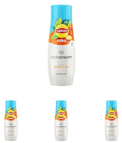 SodaStream Concentré Lipton Ice Tea Saveur Pêche Zéro pour Machine à Eau Pétillante et Soda | Préparez jusqu'à 9 Litres de Lipton en Quelques Secondes, Goût Original, 440ml (Lot de 4)