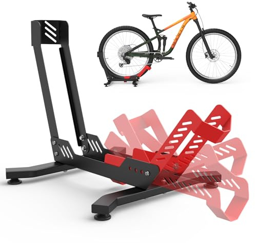 IMAYCC Professional Bike Stand Floor, Bike Stand for Indoor Cycling, Bike Rack for Garage/Home -Storage Bicycle Parking Rack Fit 26”-29”Mtb/Dirt/Road/Mountain(Red/Black)