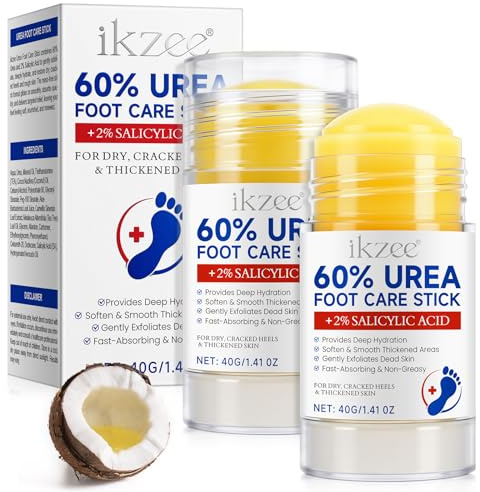 Urea Creme 60 Prozent, Fußcreme Trockene füße mit 2% Salicylsäure, Schrundensalbe füße, Schnell einziehende Leistungsstarke Feuchtigkeitscreme für Trockene, Rissige Füße, Anti Hornhaut, 2 Stück