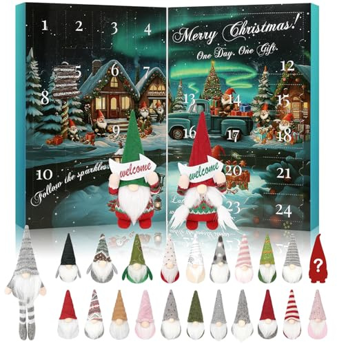 Wichtel Adventskalender 2025, Neu 24 Tage Weihnachten Countdown Kalender mit 24 Wichtels, Überraschungs-Wichtelkalender Zuhause Dekoration für Weihnachtsbaum, Tisch und Bücherregal
